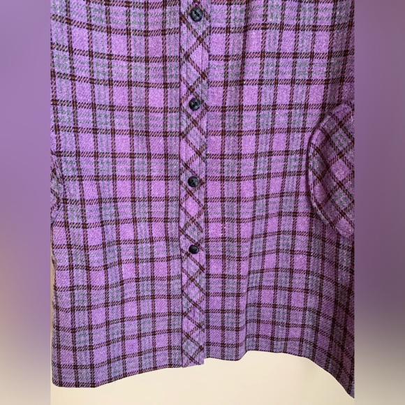 1970’s vintage wool jacket shacket coat, purple trench new old stoco - Picture 4 of 10